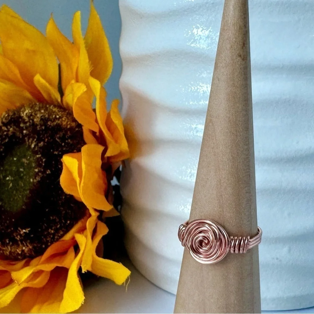 Copper Wire Wrap Rose Ring